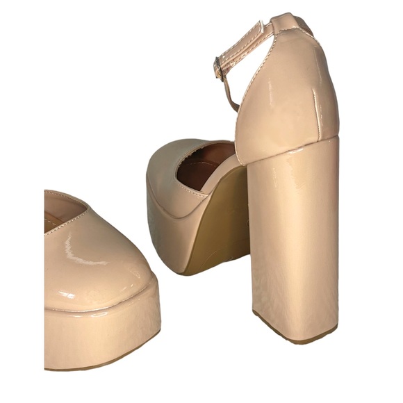 Nude Platform Block High Heels - Picture 4 of 15